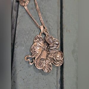 Vintage Sterling Silver Art Nouveau Lady Head Pendant Necklace